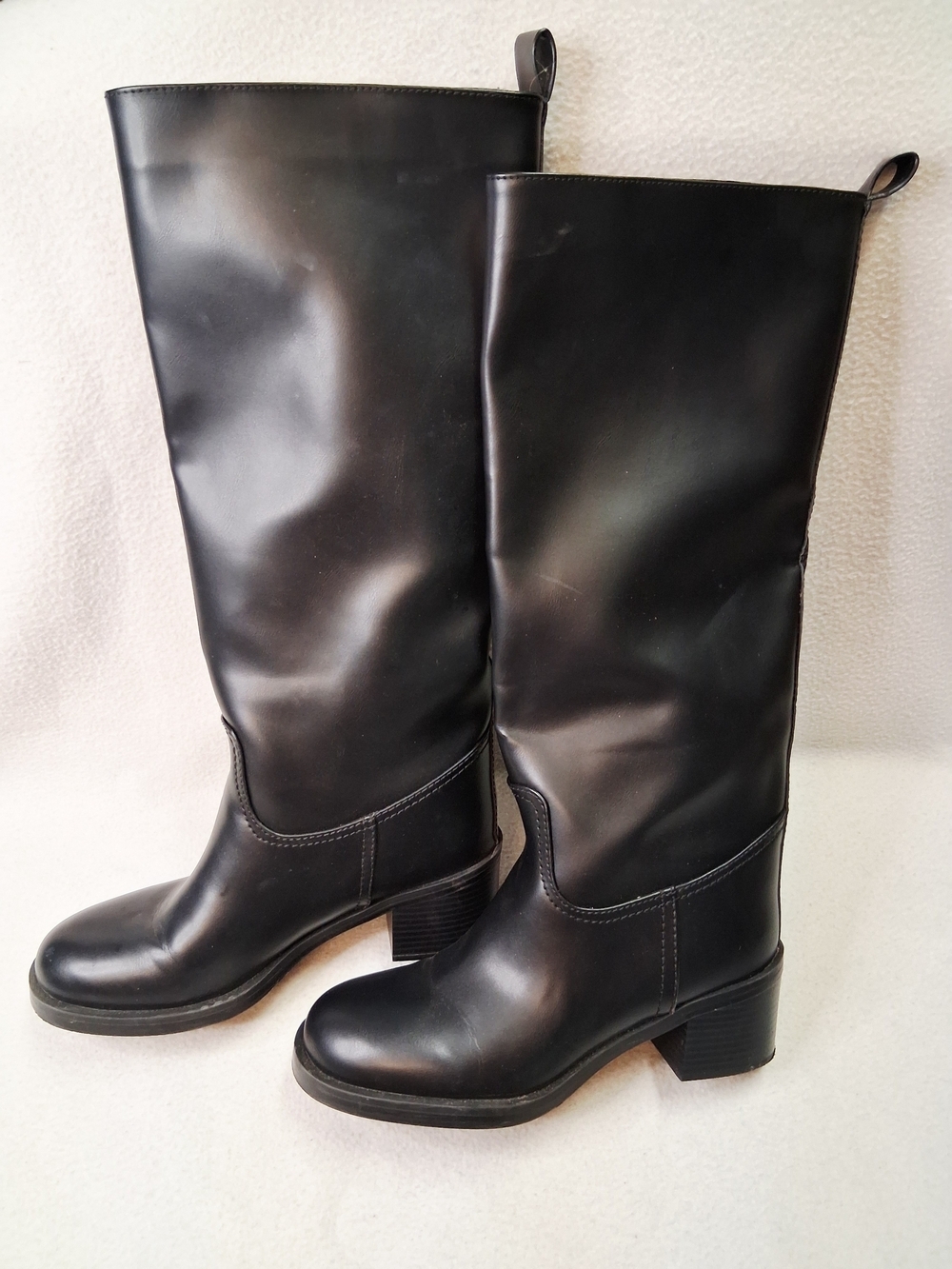 H&M Black Over-the-Knee Smooth Leather Boots
